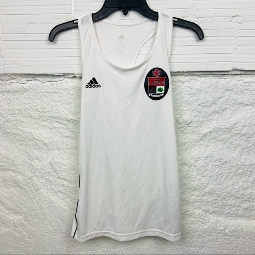 ADIDAS white racer back dry fit acesetter soccer club climate control size large